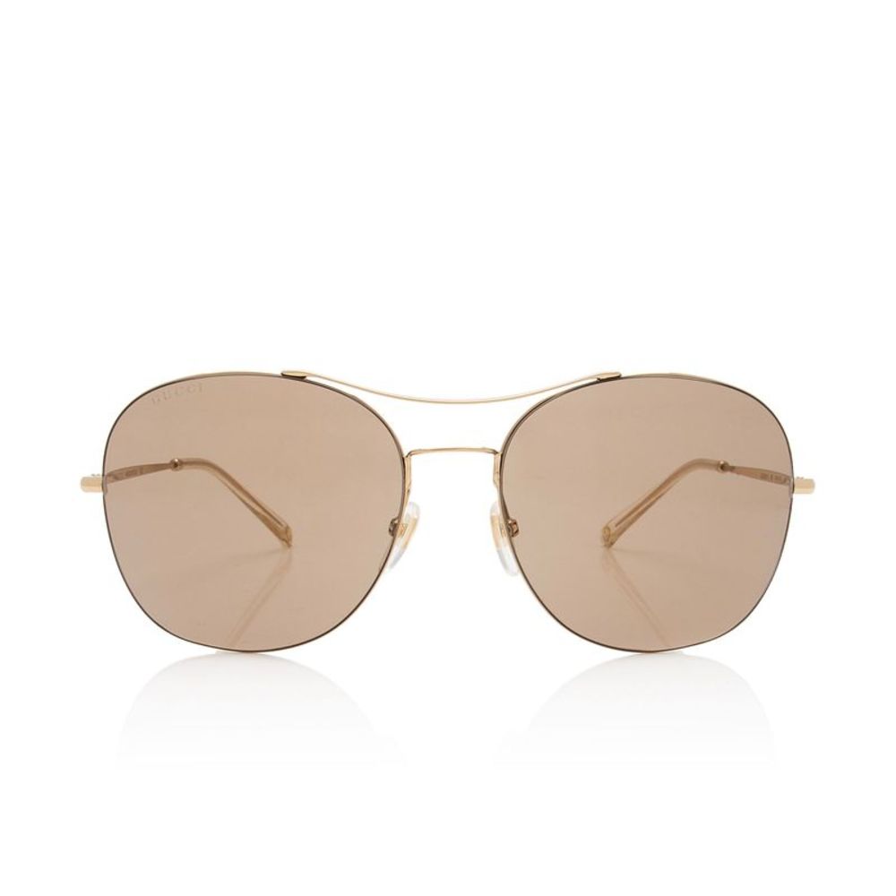 Gucci Gold and Brown Aviator Sunglasses